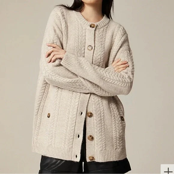 JCrew oversized wool-blend cardigan. New with tags. Size XS. Green. - Picture 4 of 5